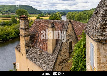 Village of Beynac-et-Cazenac, Dordogne Valley, France, Europe beautiful traditional stone building Stock Photo