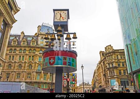 Crowds on Leicester Square with nice old and modern buildings City of Westminster, London ,England, United Kingdom,August 2016 Stock Photo