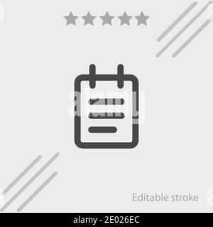 notebook with text lines outline vector icon modern simple vector illustration Stock Vector