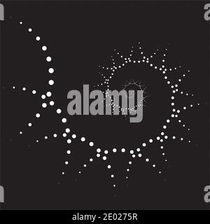 An abstract black and white dot swirl pattern. Stock Vector