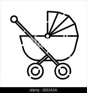 Baby stroller, Icon design, Vector, Clip art, Illustration Line icon design Stock Vector