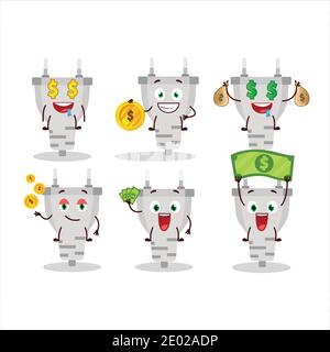 White plug cartoon character with cute emoticon bring money. Vector illustration Stock Vector