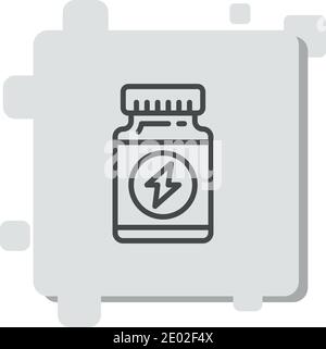 Protein powder jar flat linear long shadow icon. Bodybuilding food ...