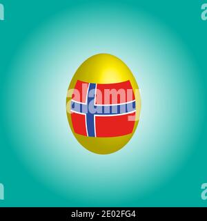 Easter egg in the colors of the Norway flag. Stock Vector