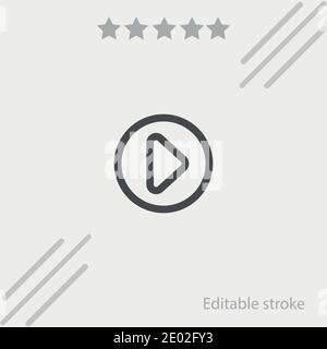 play multimedia outlined button circle vector icon modern simple vector illustration Stock Vector