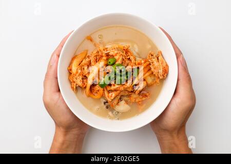 Chicken noodle on white background Stock Photo