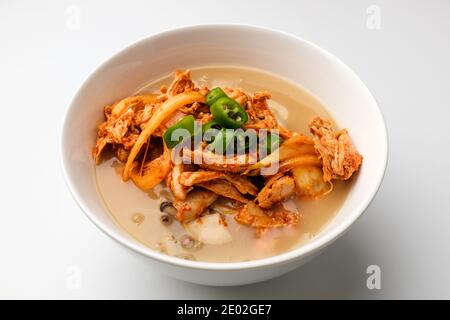 Chicken noodle on white background Stock Photo