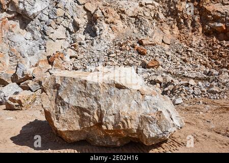 Opencast quarry. Diferent color stones. Geology mining industry. Nature resources Stock Photo