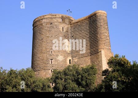 The Maiden Tower also known as Giz Galasi, located in the Old City in Baku, Azerbaijan. Stock Photo