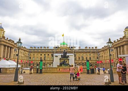 The courtyard of Somerset House is a large Neoclassical building situated on the south side of the Strand in central London,UK,August 2016 Stock Photo