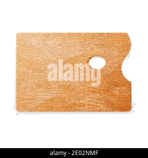 Classic rectangle wooden artist palette on white Stock Vector