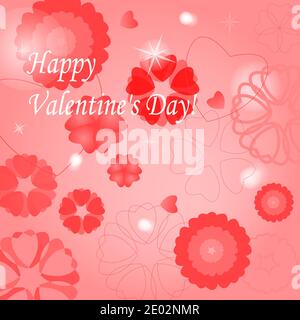 Lovely romantic pattern with abstract pink sparking flowers and text Stock Vector