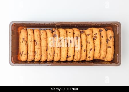 Chocolate cookies on white background Stock Photo