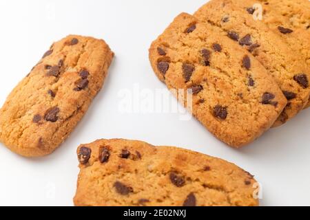 Chocolate cookies on white background Stock Photo
