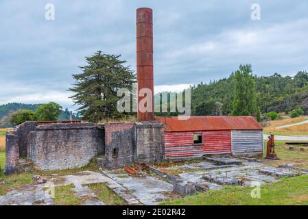 Abandoned buildings at Waiuta ghost town in New Zealand Stock Photo