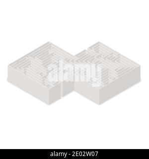 Complicated labyrinth in isometric view on white Stock Vector
