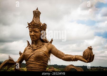 Goddess of Dewi Sri statue at Jatiluwih Rice Terraces in Bali Stock Photo