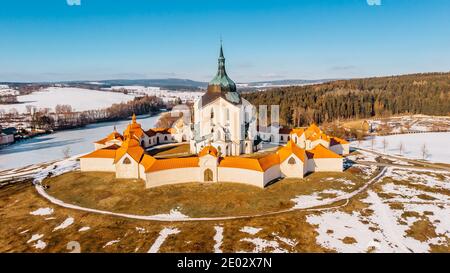 Pilgrimage Church of St John of Nepomuk at Zelena Hora,Czech republic, is the masterpiece of architect Santini Aichl.Czech cultural heritage and UNESC Stock Photo