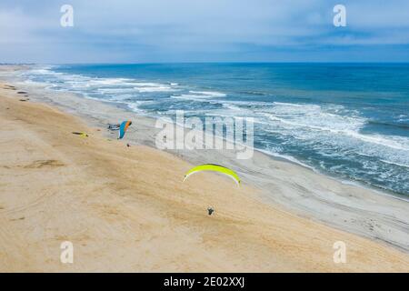 Paragliding at Dune near Henties Bay, Henties Bay, Namibia Stock Photo