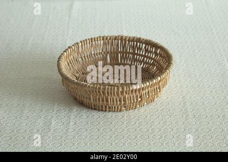 Top view of handmade empty wicker basket, food container Stock Photo