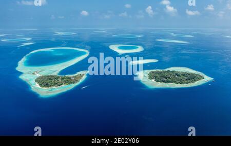 Vacation Island Villivaru and Biyaadhoo, South Male Atoll, Indian Ocean, Maldives Stock Photo