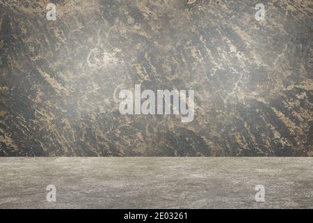 Dark concrete wall and floor. Empty interior design. Old grungy texture background Stock Photo