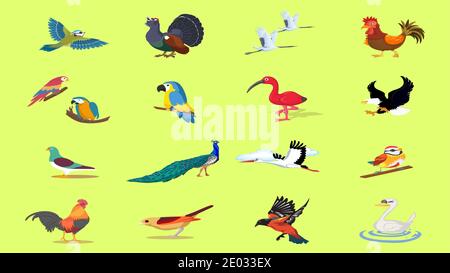Animals bird collection vector art Stock Vector