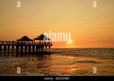 Sunset at Anyer Beach, Banten, Indonesia Stock Photo