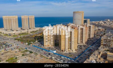 Capital of Libya, Tripoli seafront skyline view. Stock Photo