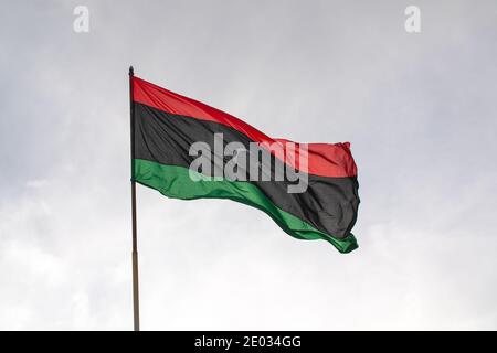 Flag of the state of Libya The flag of Libya was originally introduced in 1951, following the creation of the Kingdom of Libya. Stock Photo