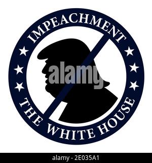 MAY 23, 2017: Impeachment of Donald Trump, President of United states of America / USA. Text and crossed out face. Vector illustration Stock Photo