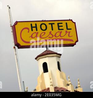 Tijuana, Mexico - October 20, 2017: Signage on Roof for Hotel Caesar where the Caesar salad was invented Stock Photo