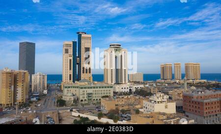 Capital of Libya, Tripoli seafront skyline view. Stock Photo