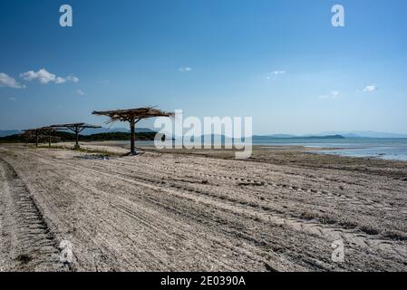 Koronisia, Epirus, Greece - March 29, 2018: Empty beach in spring Stock Photo