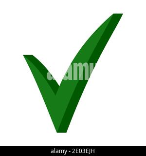 Green 3D checkmark, OK sign, vector checkmark sign approval for elections Stock Vector