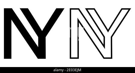 NY new York year logo 2021, vector of two merging letters NY, NY symbol of the year new York, for print and advertising Stock Vector
