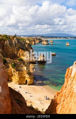 Camilo beach in Lagos, Algarve, Portugal Stock Photo