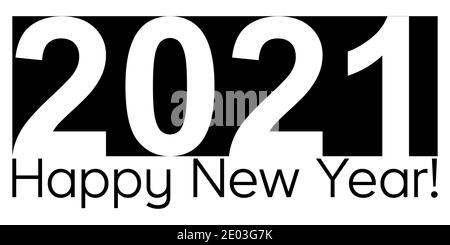 Happy new year 2021, monochrome black and white banner, vector digit date for the year 2021 distribution of black and white colors Stock Vector