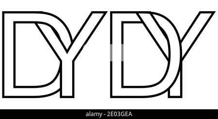 Logo yd dy icon sign two interlaced letters Y D, vector logo yd dy first capital letters pattern alphabet y d Stock Vector