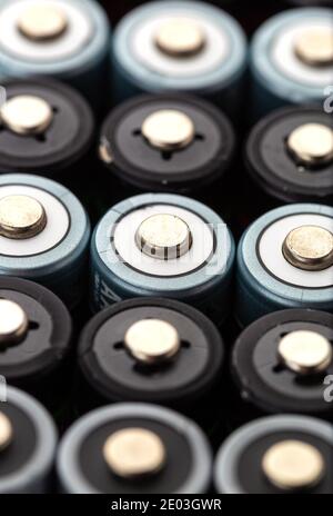 Rows of rechargeable battery. Background Texture Of Electric Batteries ...