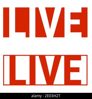 live stream icon social networks, red letters inform about the live stream Stock Vector