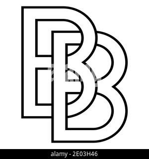 Logo sign bb and 2 b icon sign two interlaced letters b vector logo bb, first capital letters pattern alphabet b Stock Vector