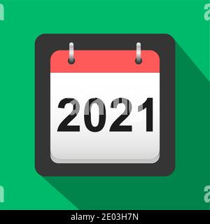 2021 calendar flat icon, 2021 calendar cover sheet flat style, new year eve vector Stock Vector