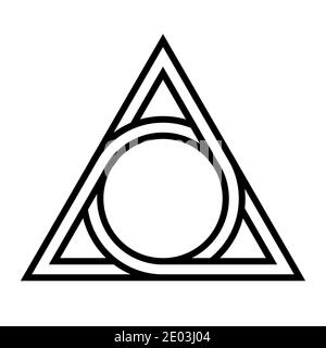 geometrical figure circle inscribed in a triangle, the vector logo tattoos mythological symbol round triangle Stock Vector
