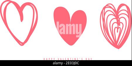 Collection of decorative heart icons isolated on white background Stock Vector