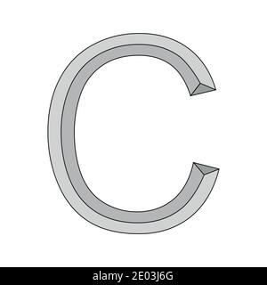 logo three dimensional letter c, vector capital first letter of the alphabet, C logo icon design template elements Stock Vector