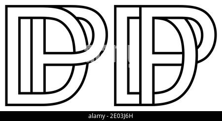 Logo pd dp icon sign two interlaced letters P D, vector logo pd dp first capital letters pattern alphabet p d Stock Vector