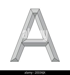 logo three dimensional letter a, vector capital first letter of the alphabet a symbol primacy and origin Stock Vector