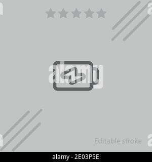 battery horizontal outline with a bolt vector icon modern simple vector illustration Stock Vector