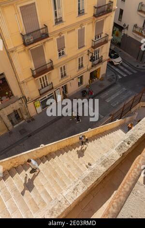 Valencia, Spain. October 11, 2020: Access staircase. Quart towers, or Cuarte towers. XV century. Street at backside Stock Photo